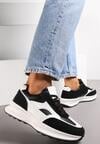 Czarne Sneakersy na Grubej Podeszwie z Modnymi Wstawkami Amonia