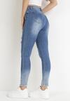 Niebieskie Jeansy Skinny z Przetarciami i Efektem Push Up Siloye