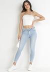 Niebieskie Jeansy Skinny z Łańcuszkiem z Koralikami Yordano