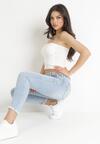 Niebieskie Jeansy Skinny z Łańcuszkiem z Koralikami Yordano