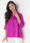 Ciemnoróżowa Bluzka z Dłuższym Tyłem i Podpinanymi Rękawami Rohia