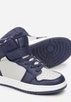 Niebieskie Buty Sportowe z Cholewką za Kostkę i Rzepem Mancy