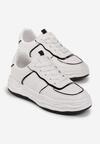 Białe Sneakersy na Grubej Podeszwie z Modnymi Przeszyciami Persentha