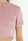 Różowa Krótka Bluzka z Ozdobnym Wiązaniem na Plecach Maddisa
