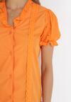 Pomarańczowa Koszula z Bufiastymi Rękawami i Koronkowymi Tasiemkami Jasly