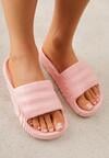 Różowe Piankowe Klapki na Grubej Podeszwie Aplia