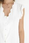 Biała Bluzka Top z Tkaniny Plumeti z Falbankami przy Ramionach Fatalie
