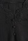 Czarna Bluzka z Krótkimi Rękawami i Ozdobnym Haftem Emmania