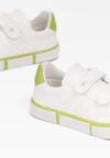 Biało-Zielone Buty Sportowe na Rzepy z Wkładką ze Skóry Naturalnej Aspethea