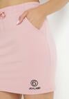 Różowa Bawełniana Spódnica Mini z Gumką w Pasie i Sznurkiem Metzi