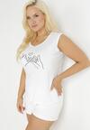 Biały Top z Ozdobnym Nadrukiem z Przodu Aralina