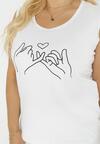 Biały Top z Ozdobnym Nadrukiem z Przodu Aralina