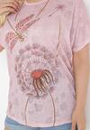 Różowy T-shirt z Nadrukiem z Cyrkonii Anatisa