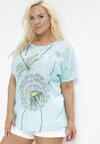 Jasnoniebieski T-shirt z Nadrukiem z Cyrkonii Anatisa