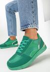 Zielone Sneakersy przed Kostkę z Metaliczną Wstawką Nevata