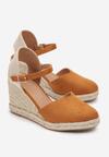 Brązowe Sandały w Stylu Espadryli na Koturnie Lealanie