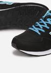 Czarno-Niebieskie Buty Sportowe do Kostki z Ozdobną Wstawką i Modnymi Naszywkami Reygan