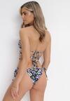 Czarne Wzorzyste Bikini z Wiązaniem na Szyi i Plecach Leesta