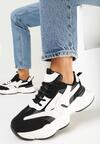 Czarne Sneakersy na Grubej Podeszwie z Ozdobnymi Wstawkami Hamaconi