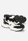 Czarne Sneakersy na Grubej Podeszwie z Ozdobnymi Wstawkami Hamaconi