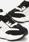 Czarne Sneakersy na Grubej Podeszwie z Ozdobnymi Wstawkami Hamaconi
