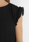 Czarna Pudełkowa Sukienka Mini z Plisowanej Tkaniny Ematisa