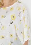 Biało-Żółta Bluzka z Krótkim Rękawem w Kwiaty Neitta