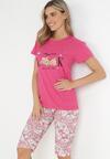 Różowy 2-częściowy Komplet Piżamowy z Koszulką i Spodniami 3/4 Kaidence