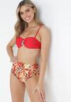 Czerwone Bikini Push Up z Odpinaną Broszką Magdalin