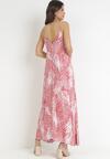 Różowa Sukienka Maxi Bawełniana w Kwiaty Brets