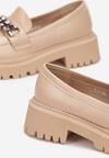 Beżowe Mokasyny na Grubej Podeszwie z Klamerką Noca