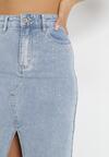 Jasnoniebieska Jeansowa Spódnica Midi z Cekinami Aelvovi
