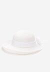 Biały Pleciony Kapelusz z Kokardką Esmena