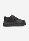 Czarne Sneakersy na Grubej Podeszwie z Perforacją Laky
