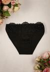 Czarne Majtki Figi z Ażurową Koronką z Przodu Jamna