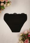 Czarne Majtki Figi z Ażurową Koronką z Przodu Jamna