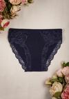 Granatowe Prążkowane Majtki Figi z Koronką Arielis