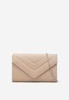 Beżowa Torebka Kopertówka z Pikowaniem i Łańcuszkiem Aalana