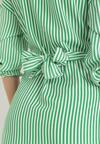 Zielona Koszulowa Sukienka Mini z Wiązaniem w Pasie z Wiskozy Eleva