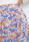 Niebieska Wiskozowa Spódnica Maxi z Gumką w Pasie w Kwiatki Perisla