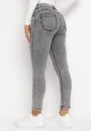 Jasnoszare Jeansy Skinny z Motylkami i Efektem Push Up Elenatia