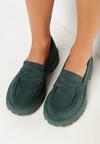 Zielone Mokasyny na Grubej Podeszwie Sedvige