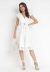 Biała Rozkloszowana Sukienka Midi Euphina