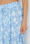 Niebieska Spódnica Maxi Bawełniana w Kwiaty Shimine