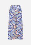 Niebieskie Wiskozowe Spodnie o Luźnym Fasonie w Ornamentalny Print Lulione