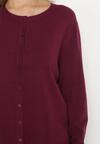 Bordowy Zapinany Kardigan z Długim Rękawem Jaelo