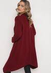 Bordowy Długi Kardigan Niezapinany Zahea