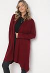 Bordowy Długi Kardigan Niezapinany Zahea
