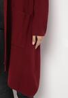 Bordowy Długi Kardigan Niezapinany Zahea