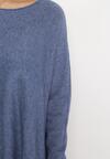 Niebieski Sweter z Frędzlami i Luźnymi Rękawami Alijah